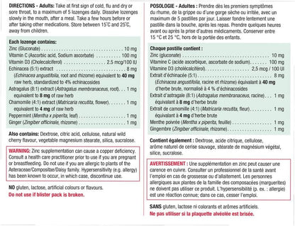 Jamieson Zinc Lozenges Wild Cherry Flavour, with Echinacea, Vitamin C and Vitamin D3, Soothes Sore Throat, and Provides Cold and Flu Symptom Relief. Gluten-Free, No Artificial Colours, Flavours or Preservatives, 30 Count…