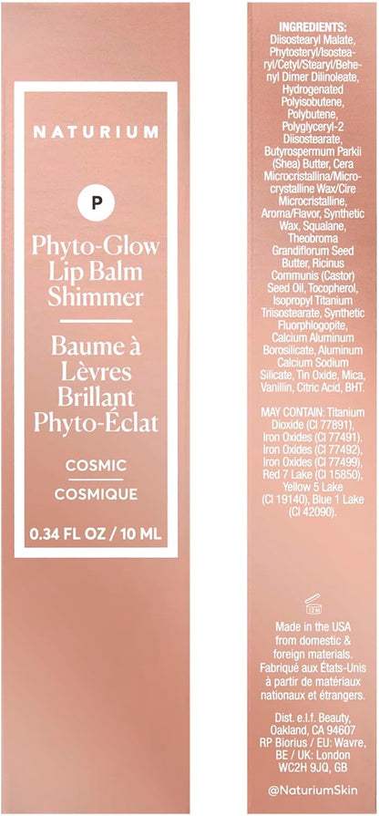 Naturium Phyto-Glow 唇膏閃光，滋養和保濕雙唇，含乳木果油、古布阿蘇脂、植物角鯊烷和 Geodiamond 珍珠，10 毫升/0.34 液盎司，色號：Cosmic