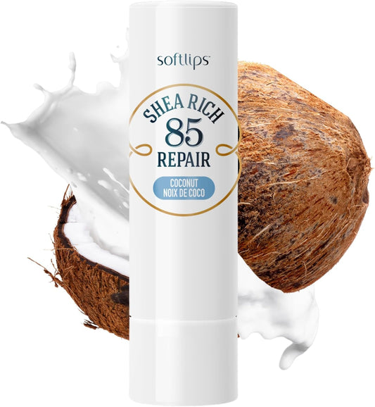 Softlips Shea Rich 85 修復 | 椰子潤唇膏 | 85% 乳木果油 | 適用於乾燥、皸裂的嘴唇 | 保濕滋養唇部護理 | 不含防腐劑