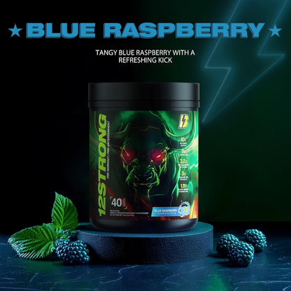 BULL Nutrition 12 STRONG - 含甘油、L-瓜氨酸、β-丙氨酸和肌酸补充剂的运动前粉末，可促进肌肉生长并提高耐力、力量、专注力和能量输出 - 加拿大制造 - 40 份……