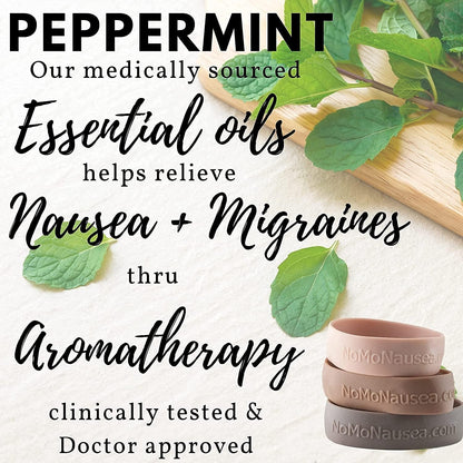 NOMO 兒童暈車手環 暈車腕帶 兒童 | 暈車手環 薄荷味 & 指壓暈車腕帶 | 30 秒緩解噁心 | 超小號 | 棕褐色 | 2 件裝