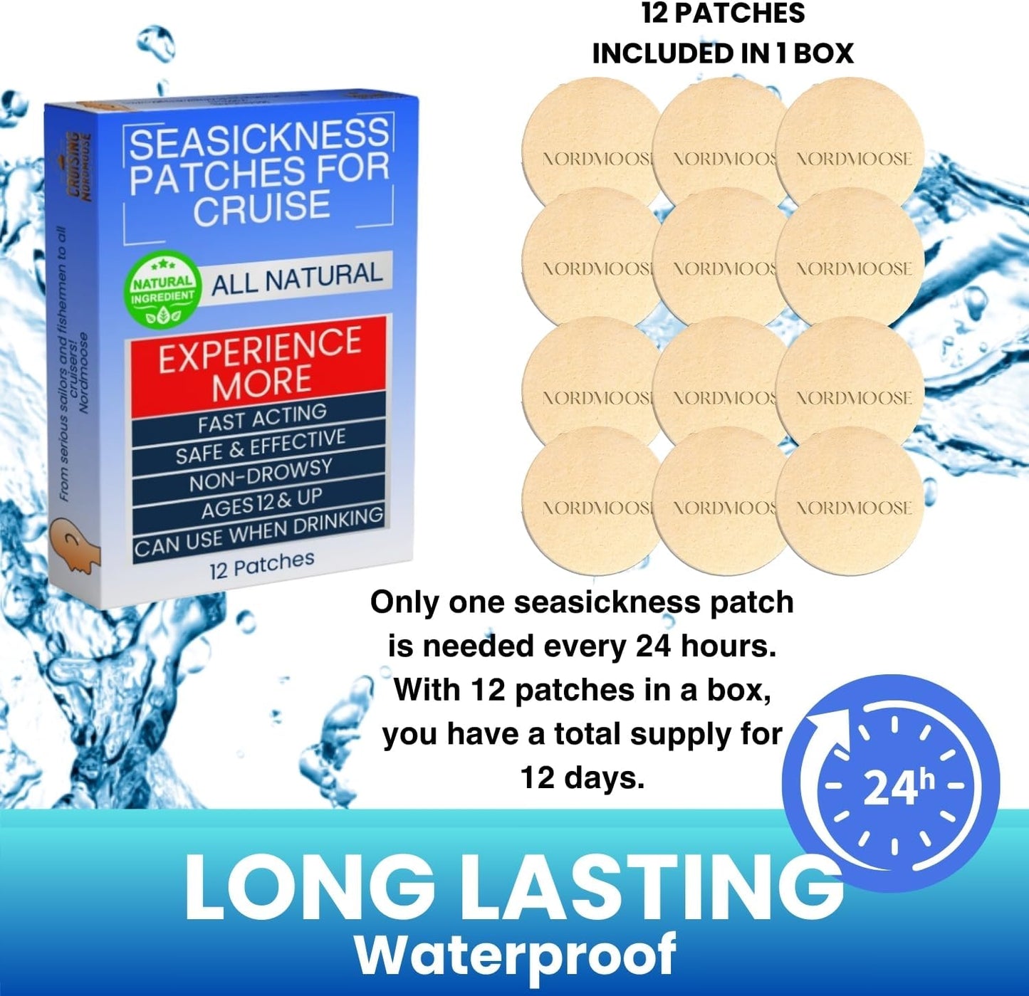 Nordmoose 邮轮晕船贴 - 邮轮全天然晕船缓解贴 - 不瞌睡的邮轮耳后晕船解决方案