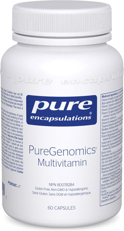 Pure Encapsulations PureGenomics 复合维生素 - 补充支持常见遗传变异的营养需求 - 含维生素 A、B、C、D、E、K 和矿物质 - 60 粒胶囊