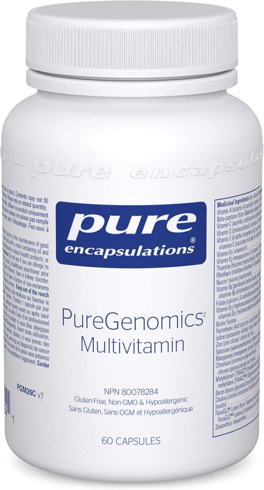 Pure Encapsulations PureGenomics 复合维生素 - 补充支持常见遗传变异的营养需求 - 含维生素 A、B、C、D、E、K 和矿物质 - 60 粒胶囊