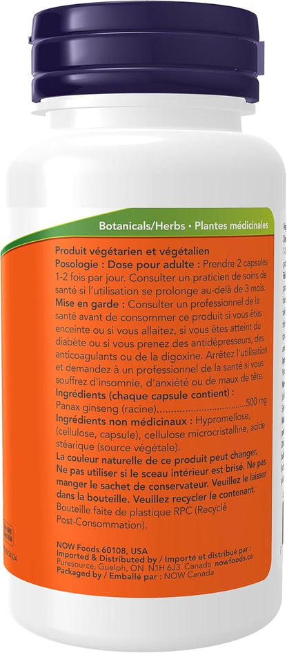 NOW Supplements, Panax Ginseng (Root) 500 mg, Adaptogenic Herb, 100 Veg Capsules