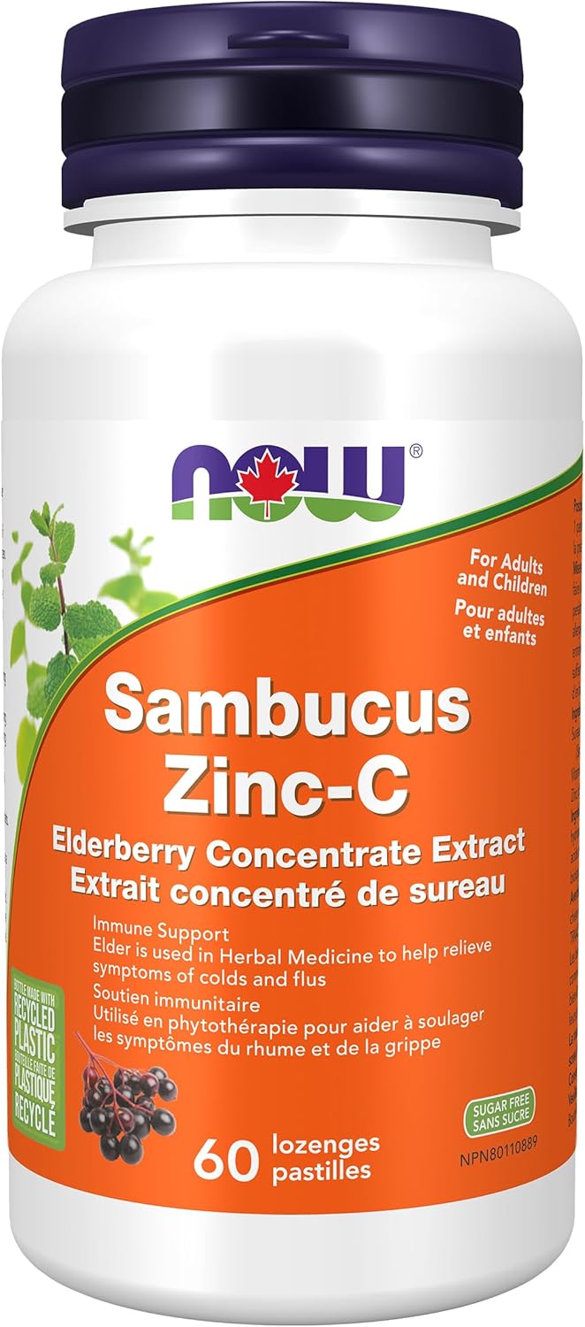 NOW Supplements, 接骨木鋅-C，含接骨木濃縮物和維生素 C，60 粒錠劑