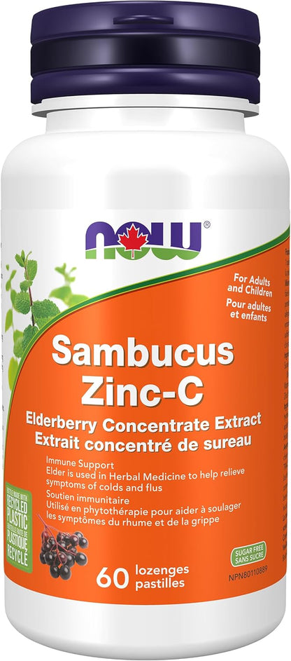 NOW Supplements, 接骨木鋅-C，含接骨木濃縮物和維生素 C，60 粒錠劑