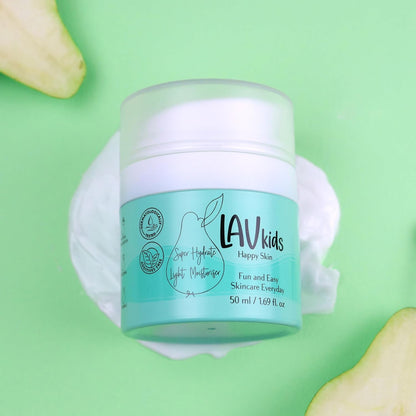 Lav Kids Super Hydrate Light Face Moisturise with Aloe vera, Sweet Almond Oil and Shea Butter 50ml, Gentle Kids and Baby Moisturiser Cream, Dermatologically Tested Face Cream for All Skin