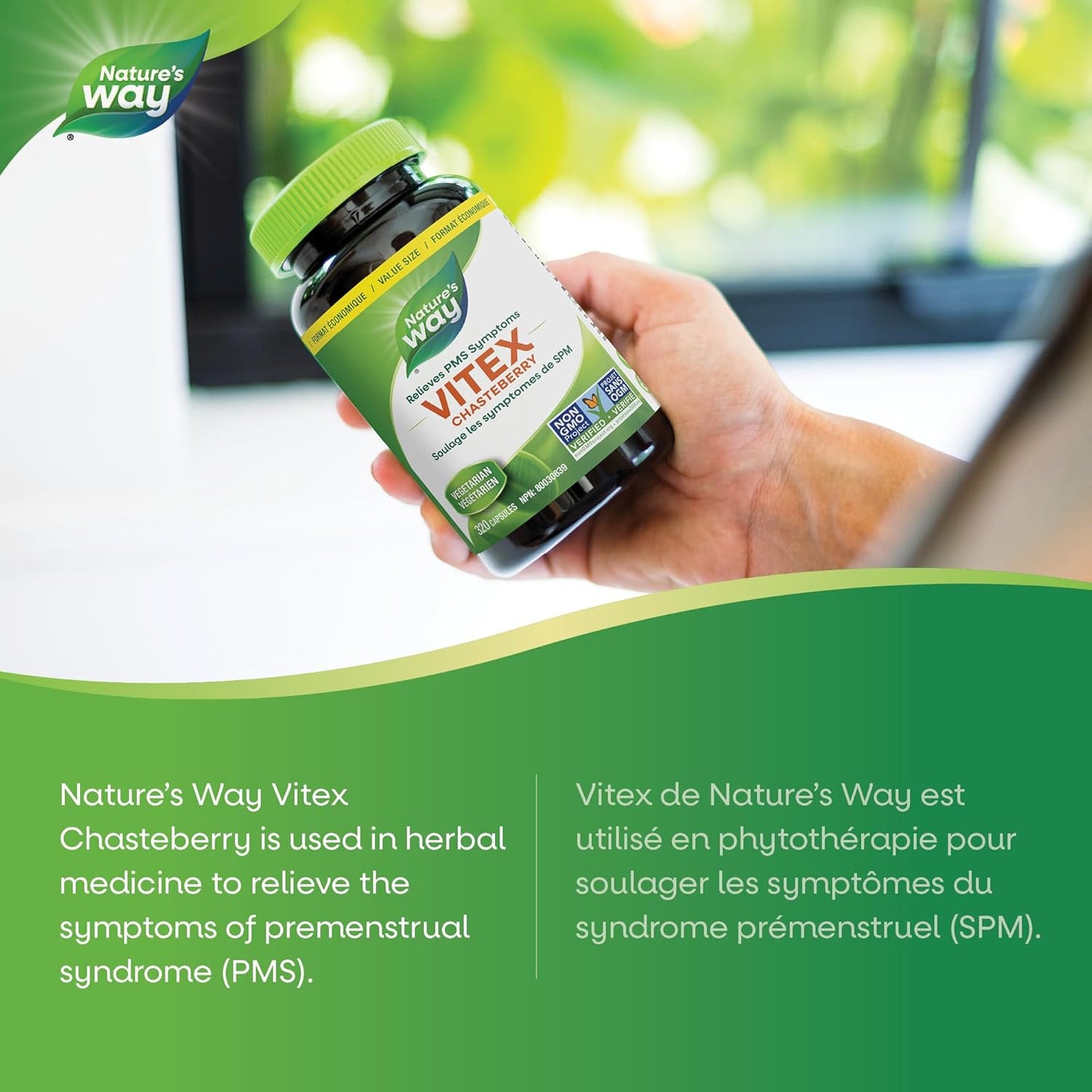 Nature's Way Vitex Chasteberry – Herbal Supplement to Help Relieve PMS Symptoms, Normalize Hormones and Stabilize Menstrual Cycle Irregularities – Non-GMO - 320 Vegetarian Capsules, Value Size