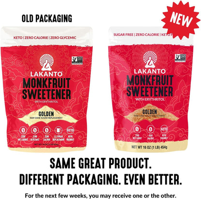 Lakanto - Monkfruit Sweetener Golden - 1 lb (Packaging May Vary)