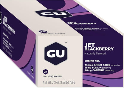 GU ENERGY Roctane Ultra Endurance Energy Gel, Strawberry Kiwi, 24-Count & Original Sports Nutrition Energy Gel, Jet Blackberry, 24-Count