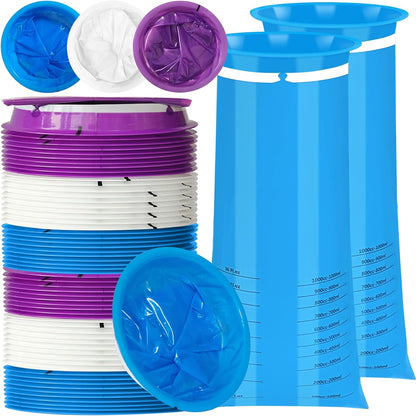 MOUCHOT 一次性呕吐袋，60 个装，适用于汽车，1000 毫升，用于旅行晕车、飞机、儿童和孕妇的呕吐呕吐物呕吐恶心