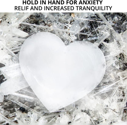 NORTHLANDZ 透石膏心忧掌石，高能量透石膏/缎纹石爱情掌石，用于清洁和保护，具有治愈和镇静作用