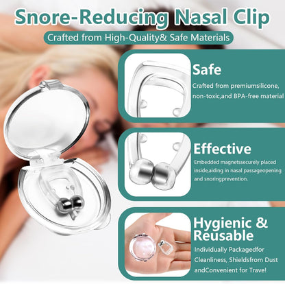 防打鼾器 12 件装升级版硅胶鼻夹防打鼾带可调节磁铁防打鼾辅助装置男女适用