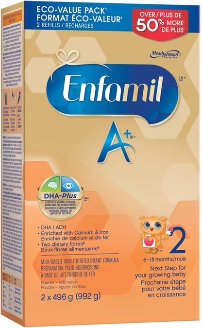 Enfamil A+2, Baby Formula, Value Pack, Powder Refill, with Brain Building DHA, 6-18 months, 992g
