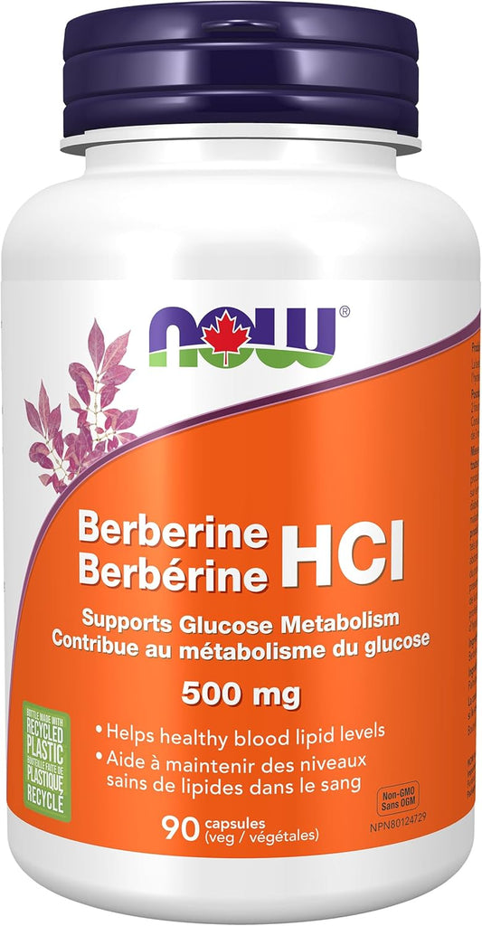NOW Supplements, Berberine HCL 500 mg, Supports Glucose Metabolism, 90 Veg Capsules
