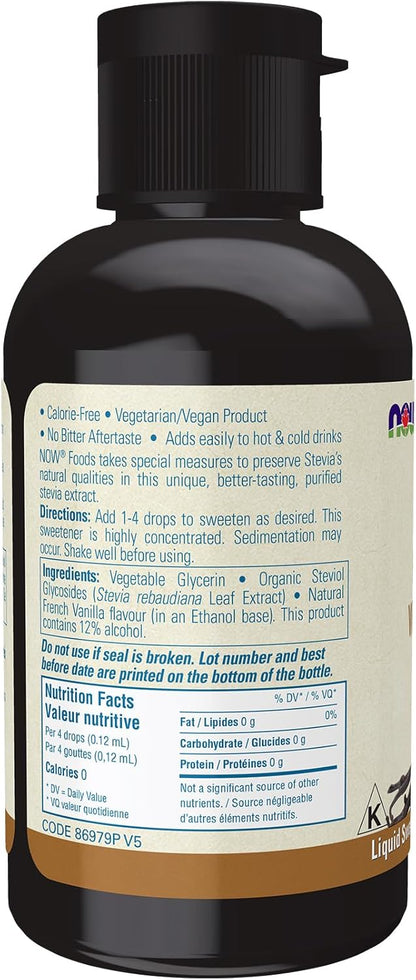 NOW Foods BetterStevia French Vanilla Flavour, Zero-Calorie Liquid Sweetener, Keto Friendly, Suitable for Diabetics, No Erythritol, 60ml