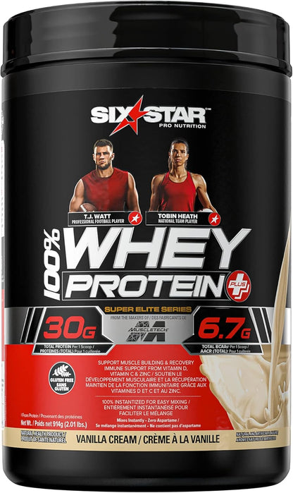 Six Star 乳清蛋白增强剂（分离蛋白和肽）增肌粉 | 巧克力+香草口味，每包 2 磅