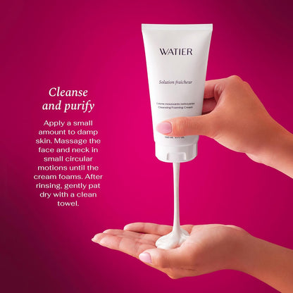 Watier Solution Fraîcheur Cleansing Foaming Cream, Cleanses, Purifies & Soothes, with Canadian Cranberries & Moringa Extract, Vegan, Paraben-Free, 150 mL
