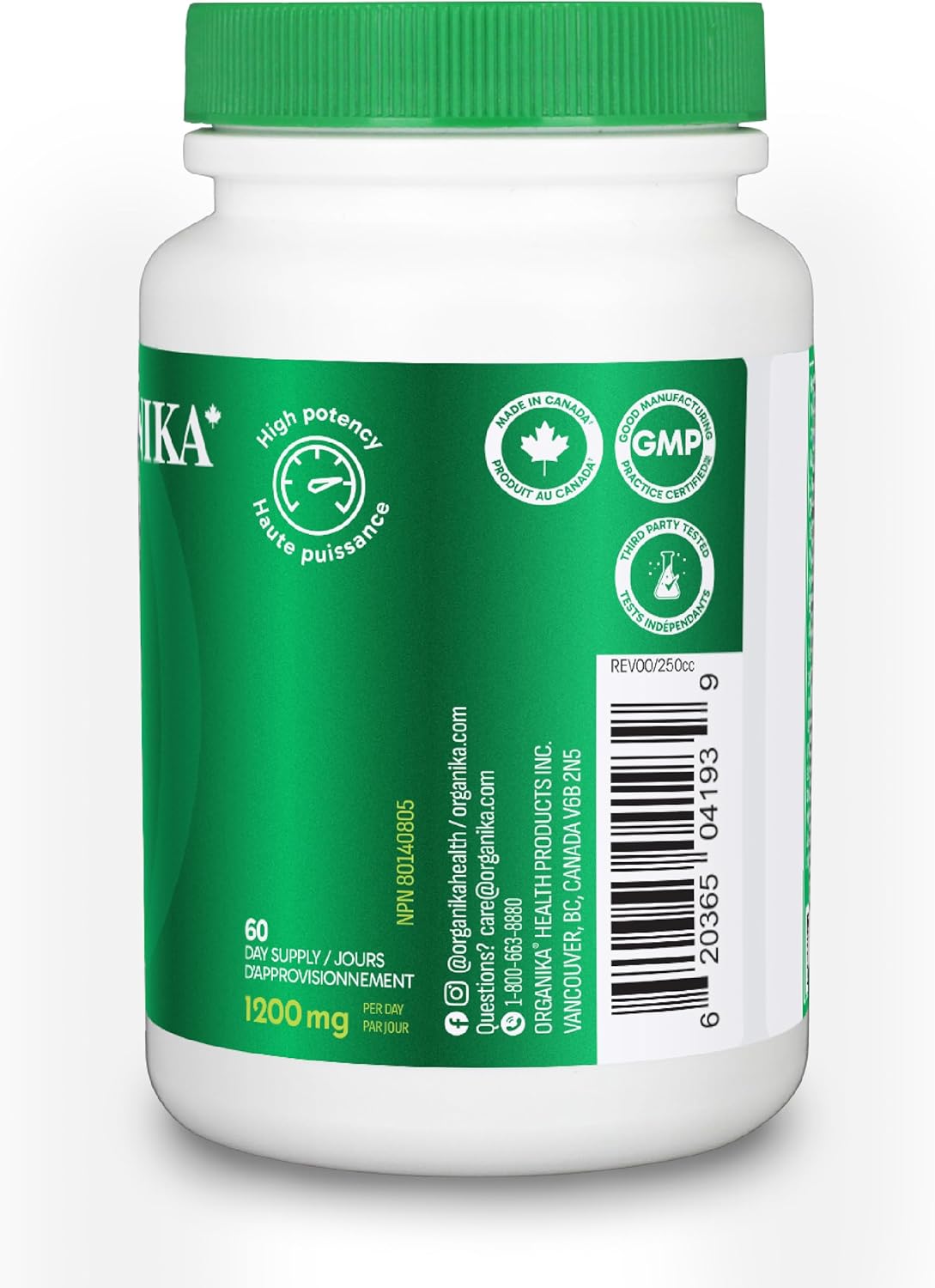 Organika Canadian-Made Moringa Leaf Extract- 1200mg Daily Dose, High Potency, Powerful Antioxidant, Anti-Inflammatory, Blood-Sugar Support, Detox, Source of Vitamins and Minerals- 120vcaps