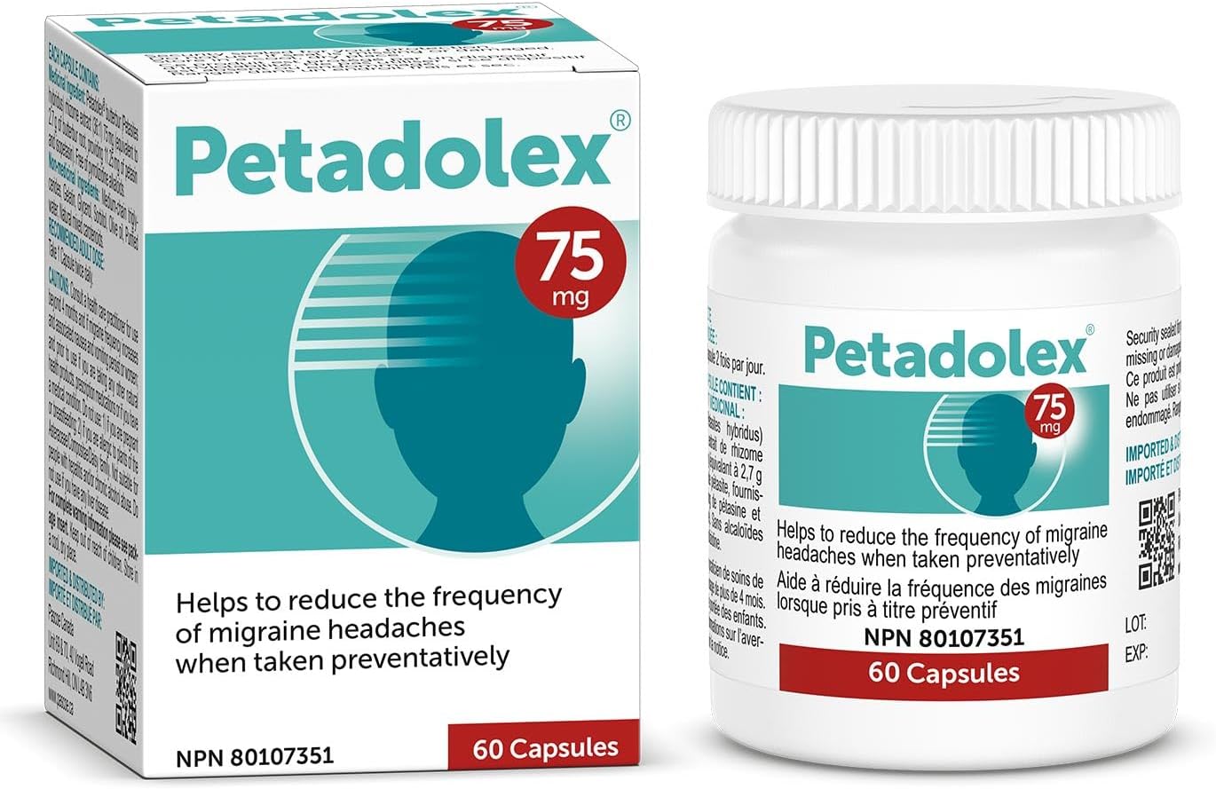 Pascoe - Petadolex - 75 毫克专利无 PA 白屈菜根提取物，用于治疗偏头痛（60 粒（1 包））