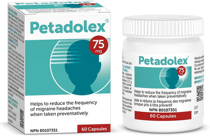 Pascoe - Petadolex - 75 毫克专利无 PA 白屈菜根提取物，用于治疗偏头痛（60 粒（1 包））