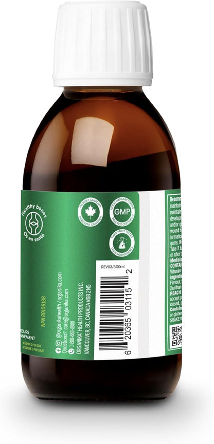 Organika 液體鋅和維生素 C - 橙味 - 免疫支持 - 300 毫升（1 包）