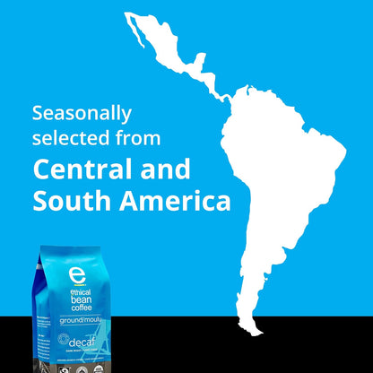 Ethical Bean Coffee 公平贸易有机咖啡，脱咖啡因深度烘焙，研磨咖啡 - 227克/袋