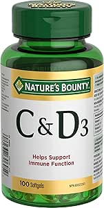 NATURE'S BOUNTY Vitamins C & D3, Supports Immune Function, Provides Antioxidants, Supports Development & Maintenance Of Bones, Cartilage, Teeth & Gums, Helps Metabolize Nutrients, Softgels, 157.1 g