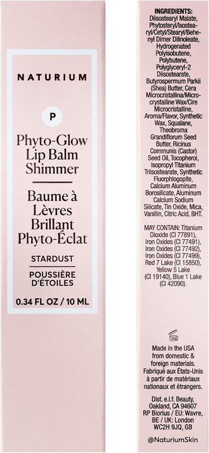 Naturium Phyto-Glow 唇膏閃光，滋養和滋潤雙唇，含乳木果油、古布阿蘇脂、植物角鯊烷和 Geodiamond 珍珠，10 毫升/0.34 液盎司，色號：星塵