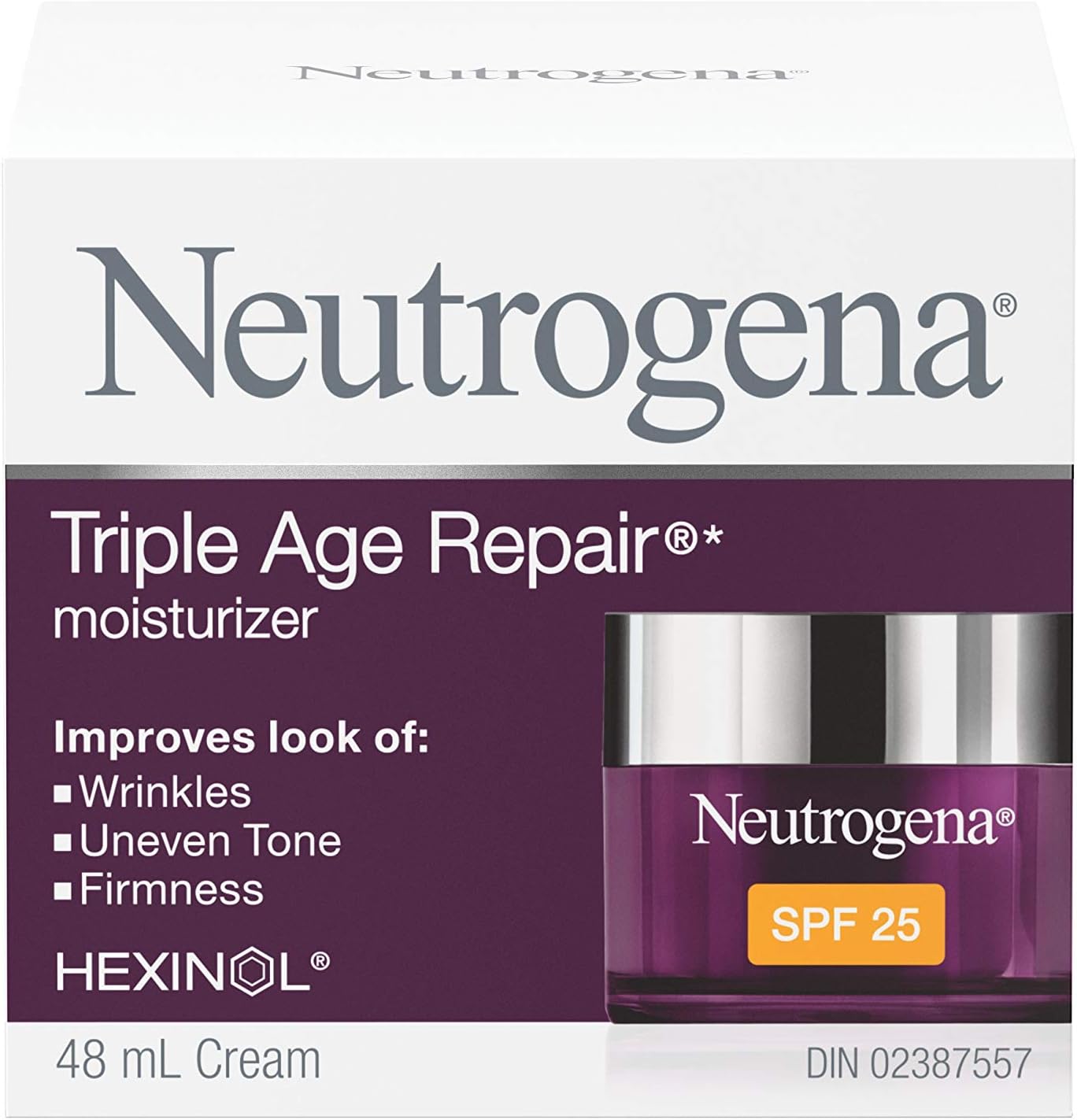 Neutrogena Anti Aging Face Cream SPF 25, Triple Age Repair for Wrinkles, Tone, and Firmness, 48 mL