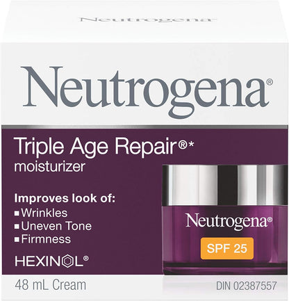 Neutrogena Anti Aging Face Cream SPF 25, Triple Age Repair for Wrinkles, Tone, and Firmness, 48 mL