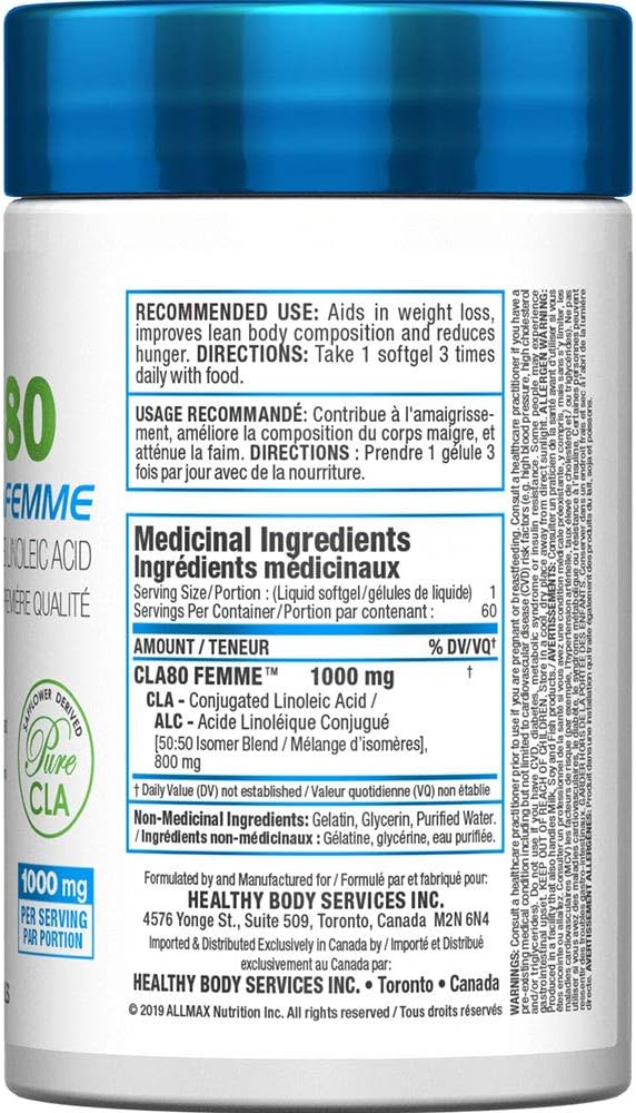 FEMME FIT - CLA80 Femme - Premium Grade Conjugated Linoleic Acid - 60 Count