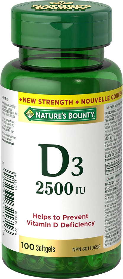 自然之宝维生素 D3，有助于预防维生素 D 缺乏症，软胶囊，22.7 克