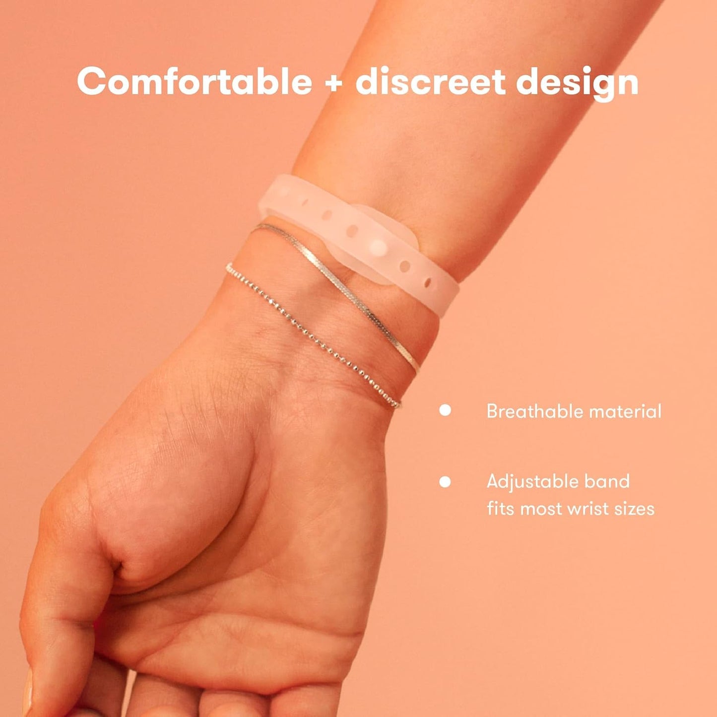 Frida Mom 緩解孕吐噁心帶，透過穴位療法提供全天候支持，包含 2 個帶子和收納盒