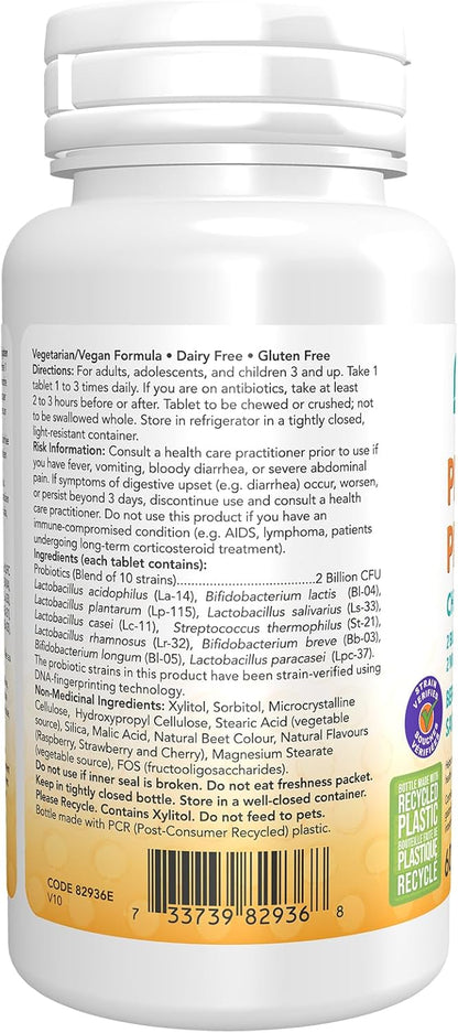 NOW Supplements，兒童益生菌（原名 BerryDophilus™），含 20 億益生菌，10 種益生菌菌株，木糖醇甜味劑，菌株驗證，咀嚼片，60 片