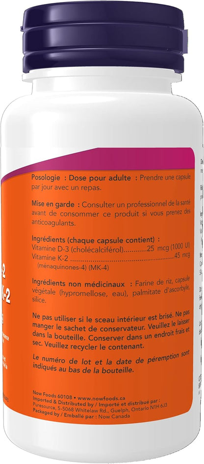 Now Foods 维生素 D-3 1,000 IU 和 K2 45 微克 120 粒胶囊和 C-1000，含 100 毫克生物类黄酮 100 粒胶囊