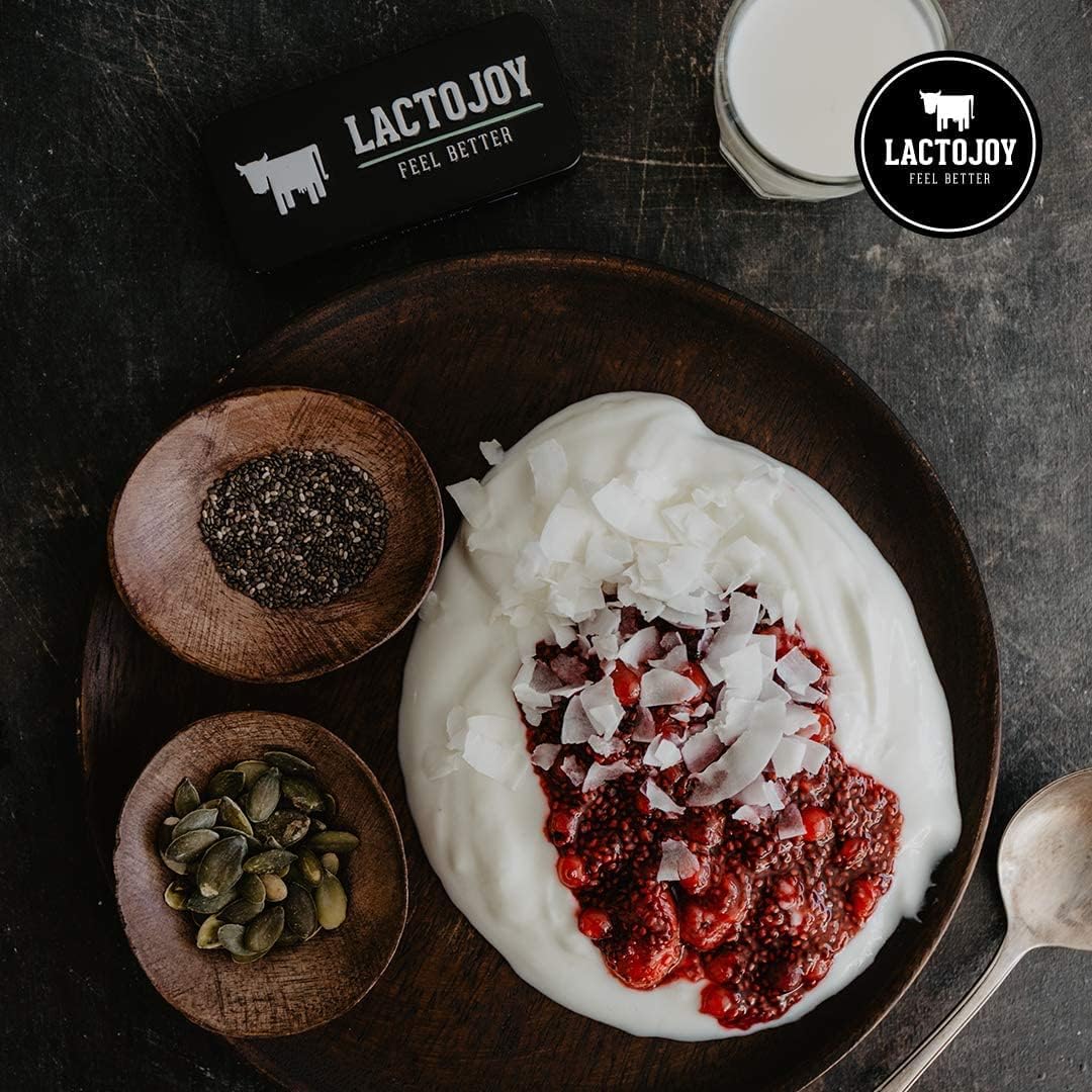 LactoJoy Lactase Pills 14.500 FCC I 45 Pieces I Powerful Lactase Enzymes for Lactose Intolerance I Ultra Pure for Improved Digestion I No Silicon Dioxide, No Artificial Flavors, No Sucralose