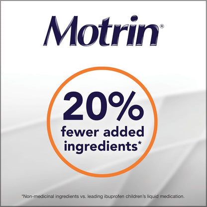 Motrin 儿童液体止痛药，退烧时间长达 8 小时，布洛芬，浆果味，无色素，120 毫升