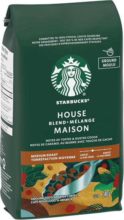 星巴克 House Blend 中度烘焙研磨咖啡，340 克袋装（6 包）