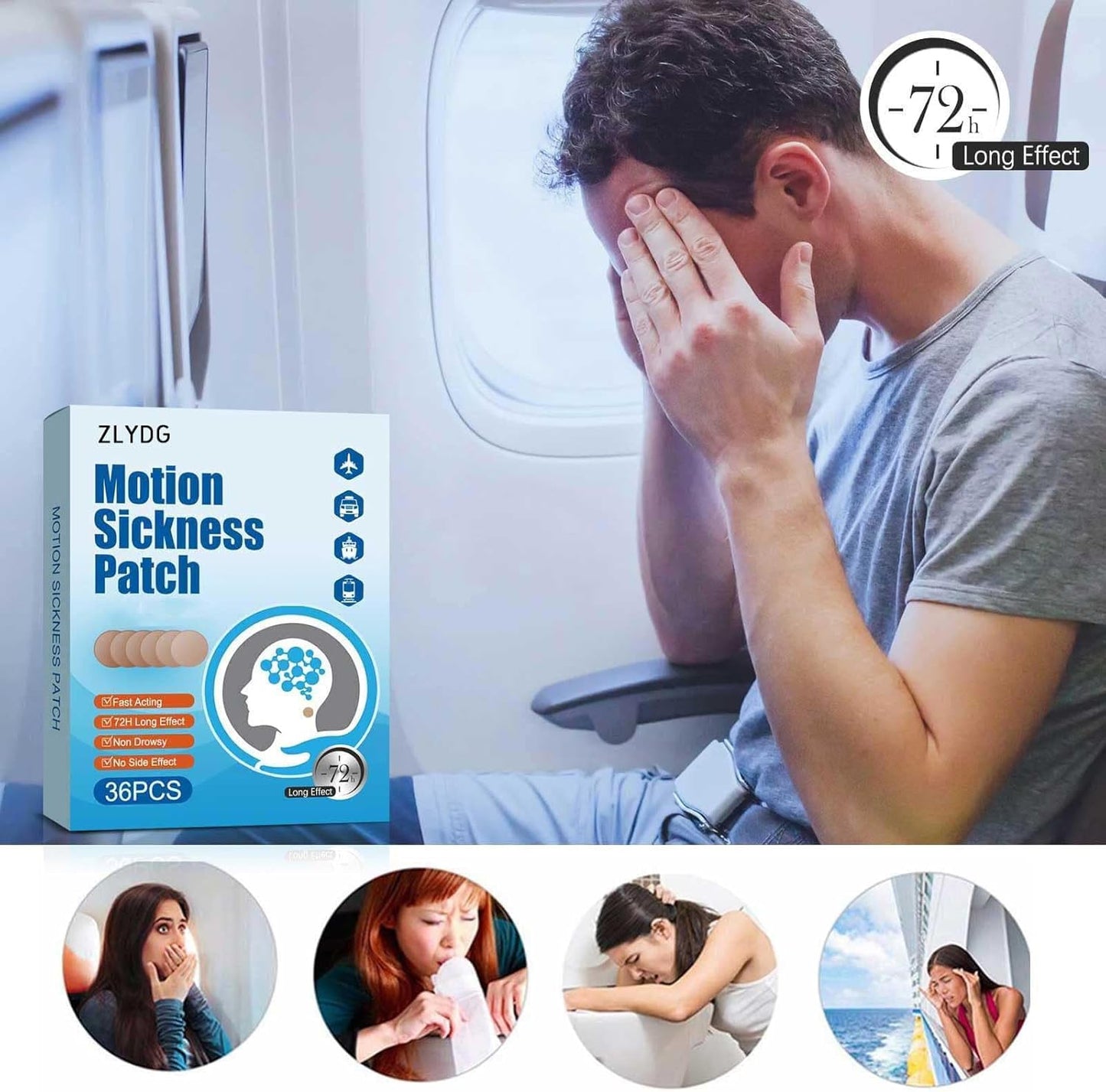 晕车贴，36片装，海上旅行适用，快速起效