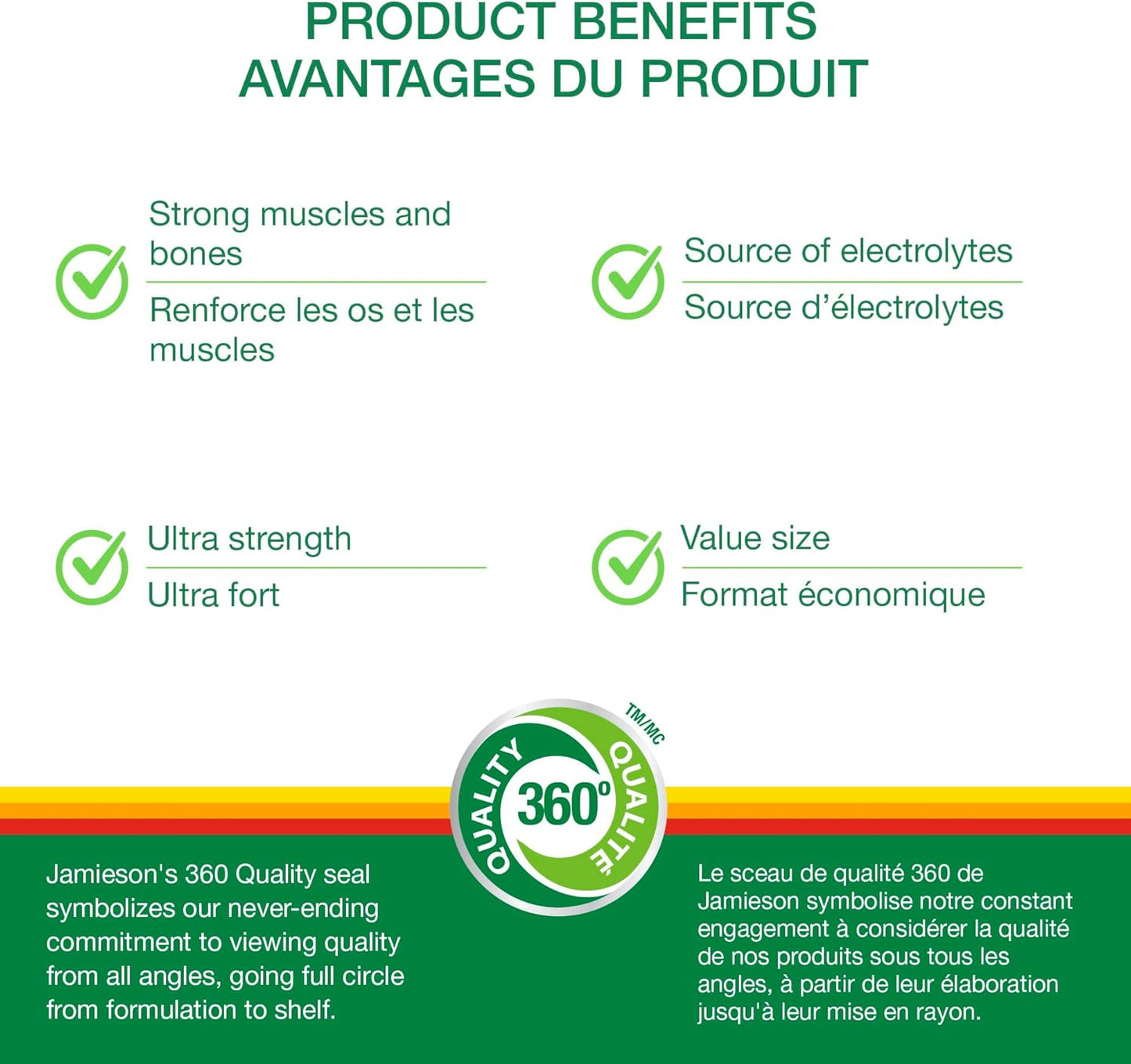 Jamieson 強效鎂錠 250 毫克，電解質，支持整體健康、骨骼健康和肌肉功能。非基因改造，無麩質，150 粒膠囊，加拿大製造