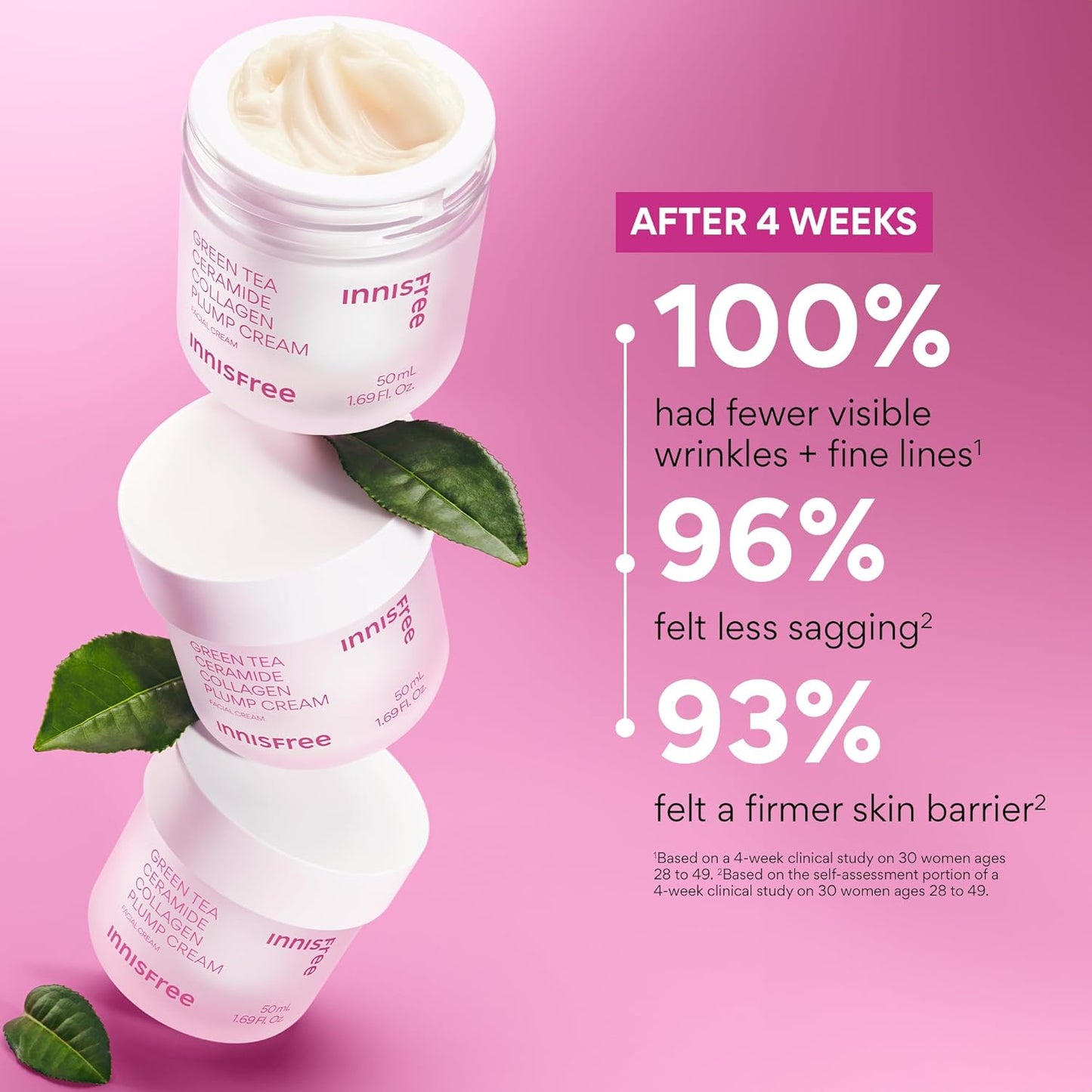 悅詩風吟綠茶神經醯胺膠原蛋白豐盈霜，韓國臉部保濕霜，緊緻、保濕、煥發青春光澤