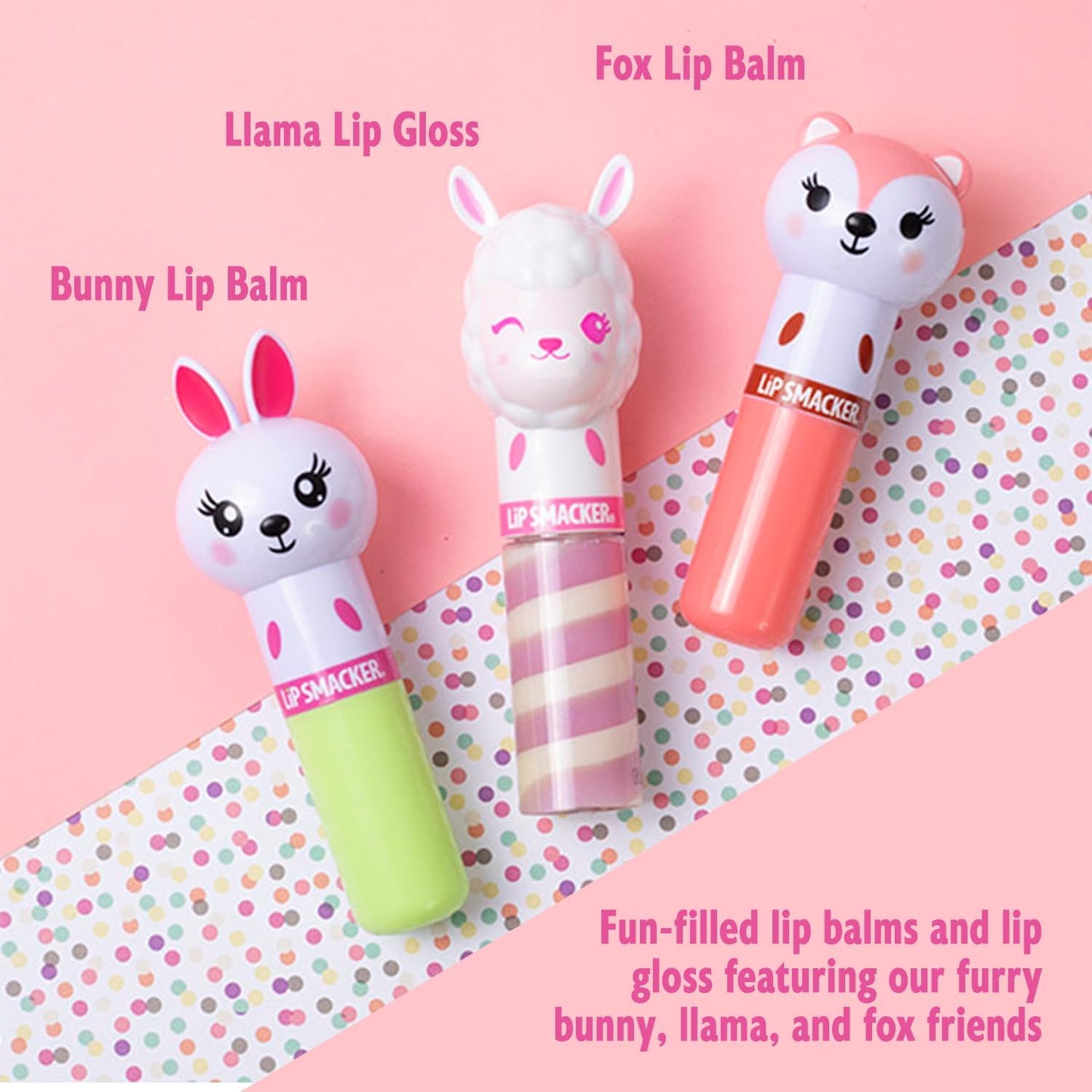 Lip Smacker Lippy Pals 3 Pack Lip Kit- Unicorn/Panda/Kitten Foxy Apple/Hoppy Carrot Cake/Straw-Ma Llama Berry