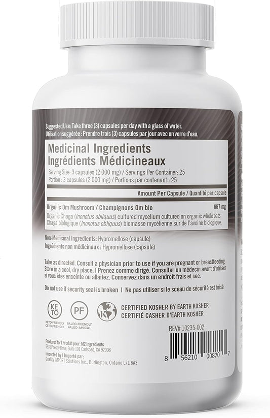 Om Chaga Mushroom 667mg 75 Caps 75 Fl Oz