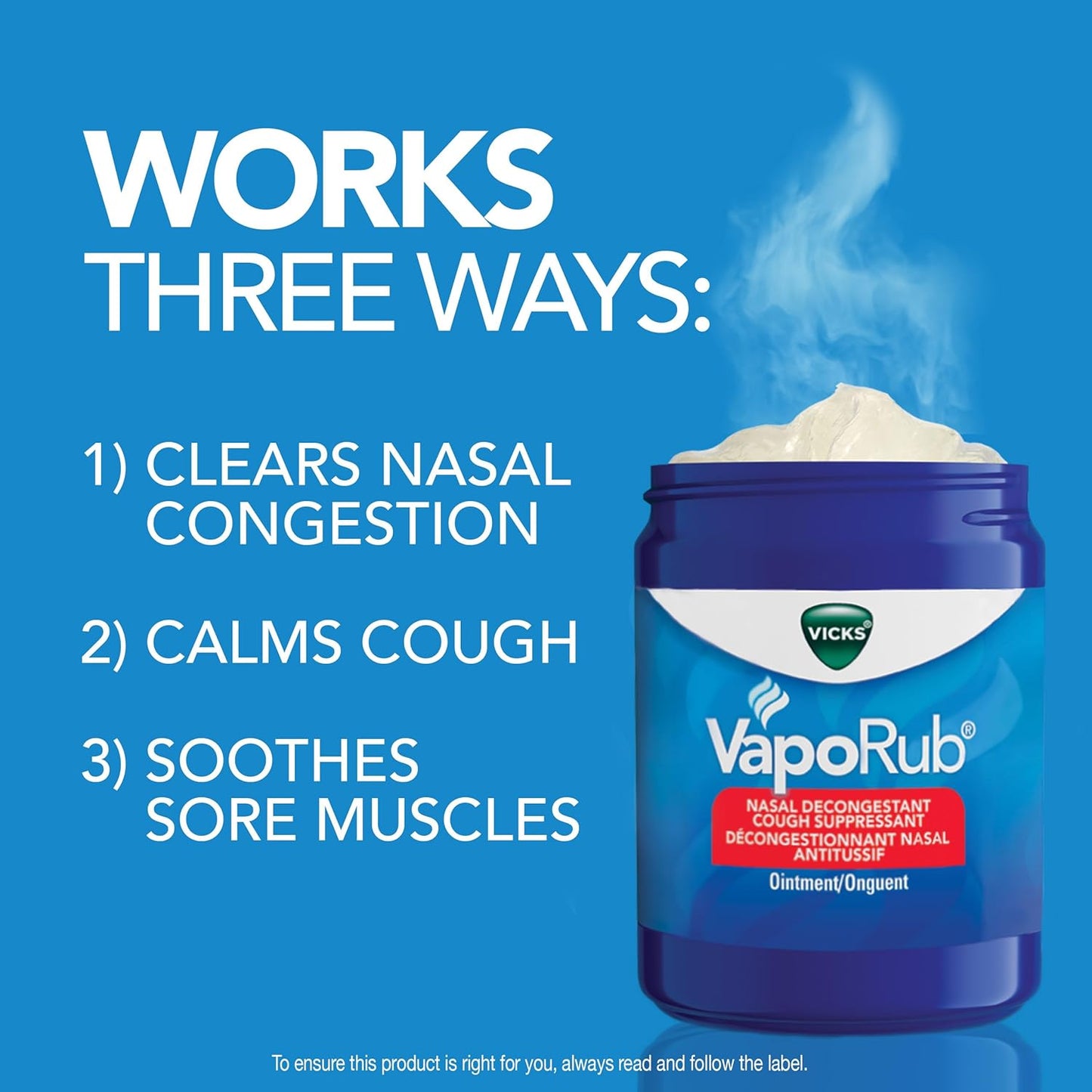 Vicks VapoRub 鼻塞緩解劑，止咳藥，緩解感冒、疼痛和疼痛，胸部按摩膏，原味，100 克/115 毫升