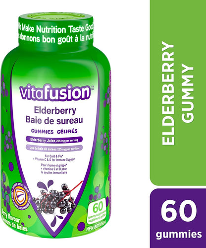 Vitafusion 接骨木果软糖补充剂，225 毫克锌/天，60 粒