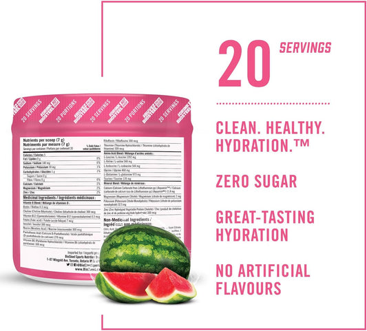 BioSteel 补水混合物，美味补水，零糖，不含人工香料或防腐剂，西瓜味，每桶 20 份