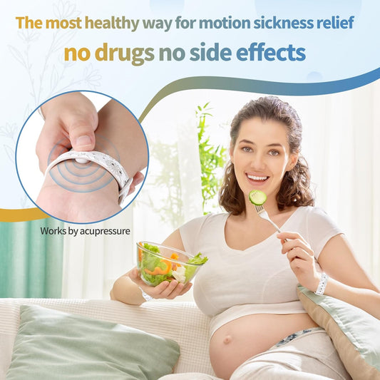 MEIYYJ Motion Sickness Bands Anti Nausea Natural Relief Wristbands Adjustable Acupressure Nausea Wristband for Travel Nausea Relief of Headaches, Insomnia, Anxiety,Morning Sickness- White/Starlight…