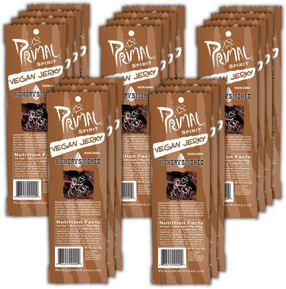 Primal Spirit Vegan Jerky - Classic Flavor - Teriyaki, Plant Based Protein, Certified Non-GMO, No Preservatives (12 Pack, 1 oz)